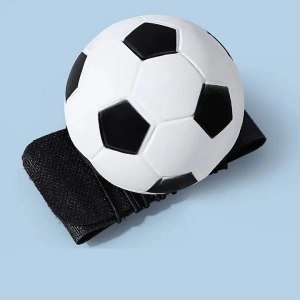 Set 2 mingi elastice cu bratara pentru incheietura, model fotbal alb negru, 66 mm, antistres, pentru aruncare si prindere, copii si adulti - Img 3