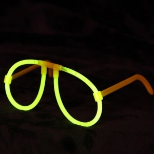 Set 2 ochelari decorativi fluorescenti pentru petreceri si festivaluri, design rotund, accesorii luminoase din plastic, galben - Img 5