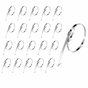 Set 20 coliere metalice inox 450 mm, bride autoblocante din otel inoxidabil, rezistente la rugina si coroziune, pentru fixarea cablurilor, conductelor, tevilor si furtunurilor - Img 1
