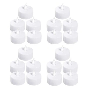Set 20 lumanari decorative LED albe 3.7 x 3.8 cm, lumina galbena, flacara transparenta, 60 baterii AG4 incluse, decor interior, mese festive, petreceri si evenimente - Img 1