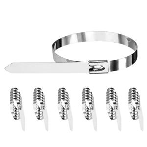 Set 30 bride metalice inox 200 mm, coliere argintiu din otel inoxidabil pentru prinderea cablurilor, tevilor si instalatiilor electrice, autoblocante