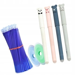 Set 4 pixuri scrie-sterge cu modele de animalute, 20 rezerve si 2 radiere - scriere fara griji, perfect pentru scoala si birou