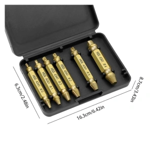 Set 6 burghie extractoare pentru suruburi rupte, 6 dimensiuni, cu cutie de depozitare, utilizare universala - Img 3