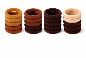 Set 70 elastice subtiri si 10 bentite textile maro bej in cutie organizator, accesorii par femei - Img 2