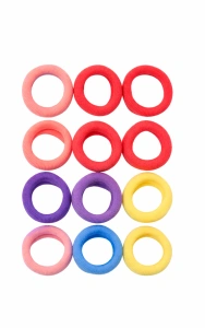 Set accesorii par 18 elastice 1.5 cm si 6 cleme 3 cm, colorate, cutie organizator transparenta - Img 4
