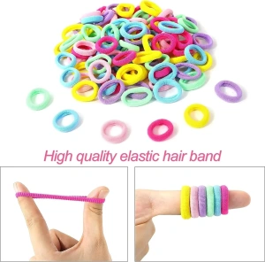 Set accesorii par colorate, 25 elastice 1,5 cm si 16 cleme inimioara 0,8 cm, organizator inclus - Img 2