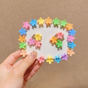 Set accesorii par copii cu cutie organizator, 26 elastice textile 2 cm, 80 elastice cauciuc multicolore si 5 cleme floricele 0.8 cm - Img 2