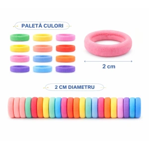 Set accesorii par copii cu cutie organizator, 26 elastice textile 2 cm, 80 elastice cauciuc multicolore si 5 cleme inimioara 0.8 cm - Img 10