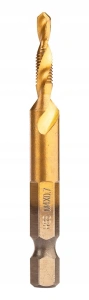 Set burghie cu tarod HSS TiN auriu M3 - M10, 6 buc, HEX 6.35 mm, pentru gaurire, filetare si debavurare in metal, aluminiu, plastic si lemn - Img 6
