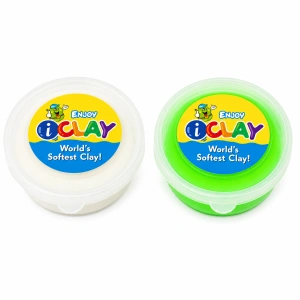 Set creativ cu 2 plastiline luminoase, culori alb fosforescent si verde neon, 2 x 18 g