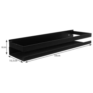 Set de 2 Rafturi pentru baie si bucatarie, otel inoxidabil, etajera universala, 50 x 10.5 x 6 cm, negru - Img 2
