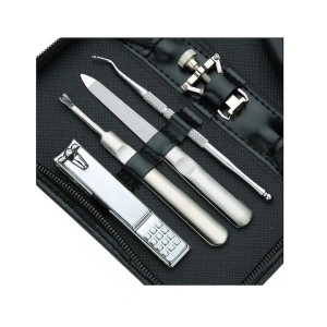 Set elegant de manichiură și pedichiură, cu husă neagră pentru depozitare - 7 accesorii de îngrijire completă, pentru unghii perfecte oriunde - Img 4