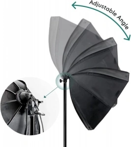 Set iluminare studio cu 2 softbox reglabile, 2 trepiede 200 cm, 2 becuri LED 105W lumina rece, 2 telecomenzi, filet 1/4 - Img 6