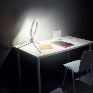 Set lampa circulara cu trepied, culoare 3200K-5800K, alimentare USB 5V, diametru inel 16 cm, pliabil - accesoriu ideal pentru fotografie - Img 8