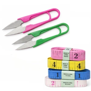 Set mini croitorie portabil, kit cusut compact cu 2 foarfeci, 4 mosore ata 48 cm, accesorii incluse, multicolor - Img 2