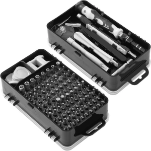 Set surubelnite de precizie 115 in 1, cu 98 biti magnetici si accesorii, maner ergonomic, extensii flexibile, pentru electronice si reparatii fine - Img 1