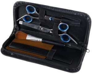 Set tuns profesional 7 piese cu foarfece coafura 6 inch, subtiere, pelerina, pieptene si accesorii, pentru uz salon si acasa - Img 7