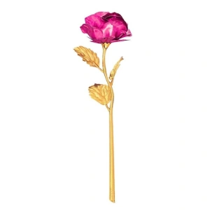 Trandafir artificial, suflat cu aur 24K, cutie eleganta, punga de cadou inclusa, roz - Img 2