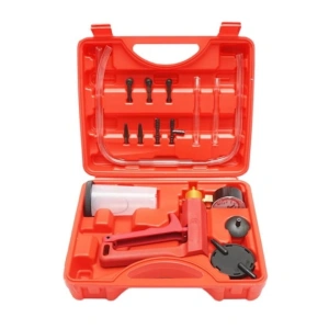 Trusa pompa manuala vacuum si tester presiune frane, set complet diagnostic auto ABS EGR servofrana, cu manometru, furtunuri si adaptoare - Img 1