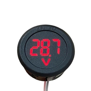 Voltmetru de panou DC digital 4-100V, afisaj LED rosu, montaj incastrat, indicator tensiune pentru baterii, surse si instalatii electrice, 33.8 mm