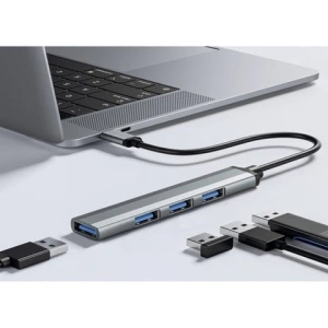 Adaptor USB cu 4 iesiri, transfer rapid de date, USB 3.0 si 2.0, carcasa aluminiu, Plug & Play, pentru laptop si PC - Img 3