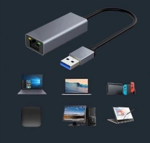 Adaptor USB-RJ45, Ethernet, 1000 Mbps, USB 3.0/2.0, Plug&Play, aluminiu, pentru tableta, PC, laptop, argintiu, 2.3 x 15.8 cm - Img 5