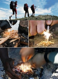 Amnar aprindere foc camping si supravietuire, tija feroceriu 10.8 cm, striker multifunctional cu rigla, rezistent la apa - Img 3
