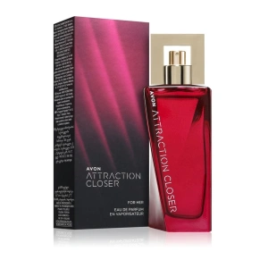 Apă de parfum Avon Attraction Closer pentru femei, 50 ml - floral-lemnoasă cu note de violete, zmeură și mosc alb, parfum elegant și modern - Img 1