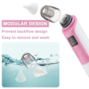 Aspirator nazal pentru bebelusi, electric, 2 capete diferite si 11 filtre, 6 viteze, putere 487 mmHg, roz - Img 5