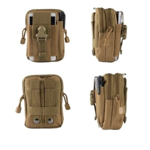 Borseta tactica pentru talie multifunctionala 1L, organizator EDC, poliester rezistent, impermeabil, bej 18 cm - Img 2