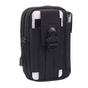 Borseta tactica pentru talie multifunctionala 1L, organizator EDC, poliester rezistent, impermeabila, neagra, 18 cm - Img 7