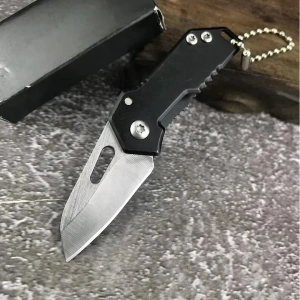 Breloc briceag pliabil multifunctional din metal, mini cutit EDC pentru chei, compact 5.3-8.8 cm, negru argintiu - Img 4