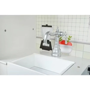 Bucatarie din lemn pentru copii 91x102 cm,2 becuri LED,accesorii incluse - Alb - Img 7