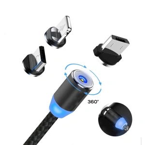 Cablu 3in1 cu 3 capete Magnetice, incarcare rapida, 120 cm - Negru - Img 7