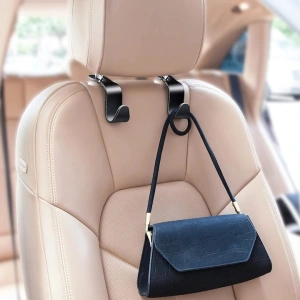 Carlig agatator tetiera scaun auto, negru, 12.7 x 6.8 cm, suport pentru geanta, cumparaturi, rucsac si umbrela, organizare eficienta interior auto - Img 6
