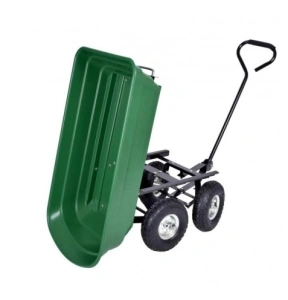Carucior basculabil de curte,gradina,cadru metalic si cuva din material rezistent,sarcina maxima 250 kg - Verde - Img 10