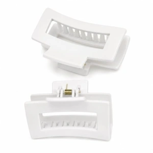 Clama par alba 10.3 x 5 cm, cleste lat din plastic rigid, fixare sigura pentru coc, coada si par lung - Img 2