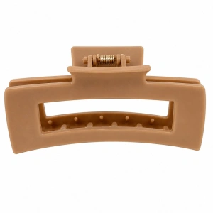 Clama par bej inchis 10.3 x 5 cm, cleste mare din plastic rigid, prindere stabila pentru coafuri zilnice si par voluminos