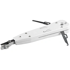 Cleste de sertizat LSA cu cutit KRONE si senzor, pentru conectarea cablurilor 0.35 mm si 0.7 mm, plastic + metal, alb, lungime 18 cm - instrument profesional pentru electricieni si tehnicieni IT - Img 2