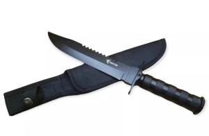 Cutit pentru vanatoare, otel inoxidabil, maner ergonomic, 35 cm, husa inclusa, negru - Img 4