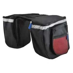 Geanta dubla pentru Bicicleta, cu montare pe portbagaj, negru, 4x compartimente - Img 3