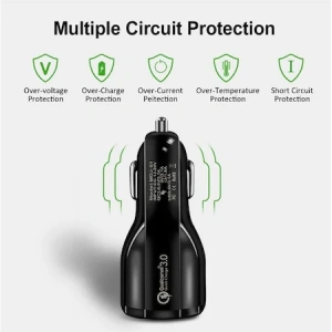 Incarcator bricheta auto 12V-24V, 2x USB 3.0 cu incarcare rapida - Negru - Img 3