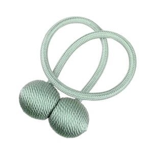 Kit 2 accesorii magnetice pentru prinderea perdelelor si draperiilor, snur textil, 44 cm, verde menta - Img 3