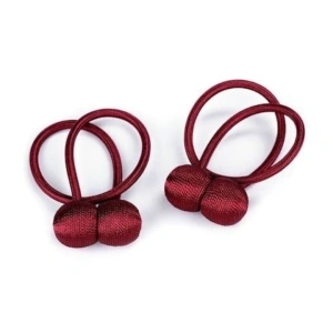 Kit 2 prinderi magnetice pentru perdele si draperii, snur decorativ impletit, 44 cm, rosu bordo