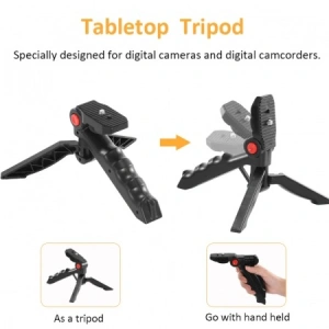 Kit profesional pentru vlogging,trepied,suport telefon,microfon,mini panou LED + telecomanda Bluetooth - Img 7