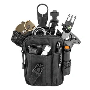 Kit supravietuire multifunctional 14 in 1 pentru camping si outdoor, cu lanterna, cutit pliabil, busola, bratara paracord si accesorii tactice