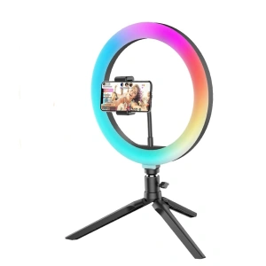 Lampa circulara LED 30 cm diametru,RGB, mini trepied inclus
