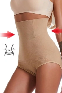 Lenjerie modelatoare talie inalta compresie abdomen si efect lifting posterior, fara cusaturi, bej, marime M/L - Img 10