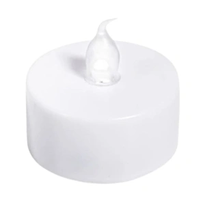 Lumanare decorativa LED alba 3.7 x 3.8 cm, lumina galbena, flacara din plastic transparent, 3 baterii AG4 incluse, pentru masa, casa si evenimente