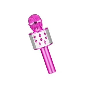 Microfon Bluetooth pentru copii,karaoke,boxa,cablu incarcare USB - Argintiu - Img 12